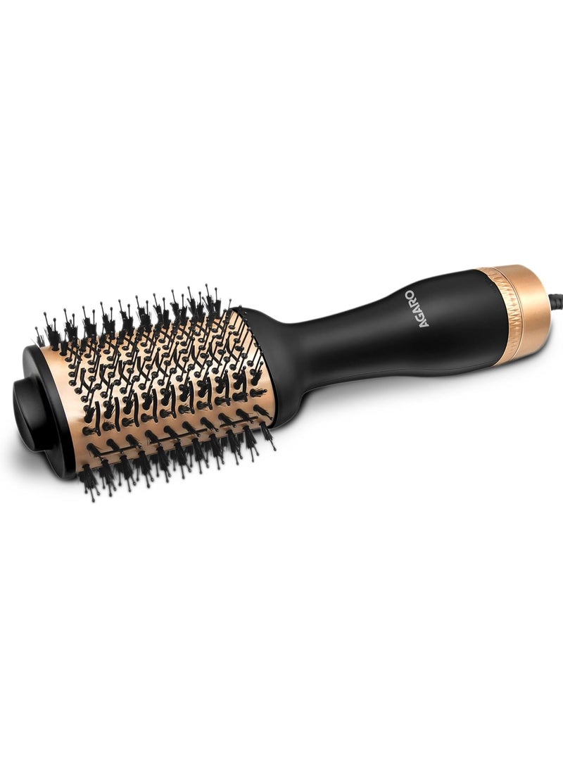 AGARO HV2179 1200 Watts Professional Volumizer Hair Dryer, 24K Gold Styling Surface, Activated Charcoal Bristles, Ceramic Tourmaline Coating Brush Head, One Step Styler, Hot Air Blow Brush for Women - Image 1